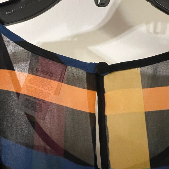 CAbi size medium plaid blouse with black cami base. Ruffle down the front. - Picture 5 of 5